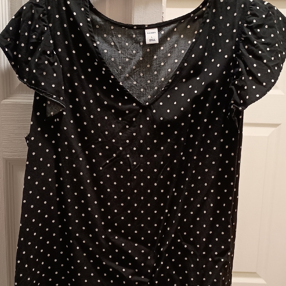 a new day Polka Dot Black Blouse